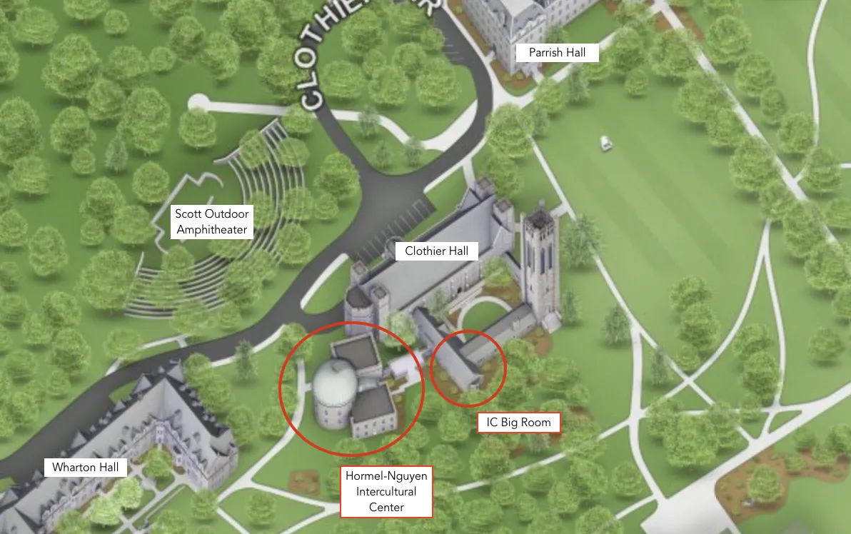 Map of where to find the IC and the IC Big Room