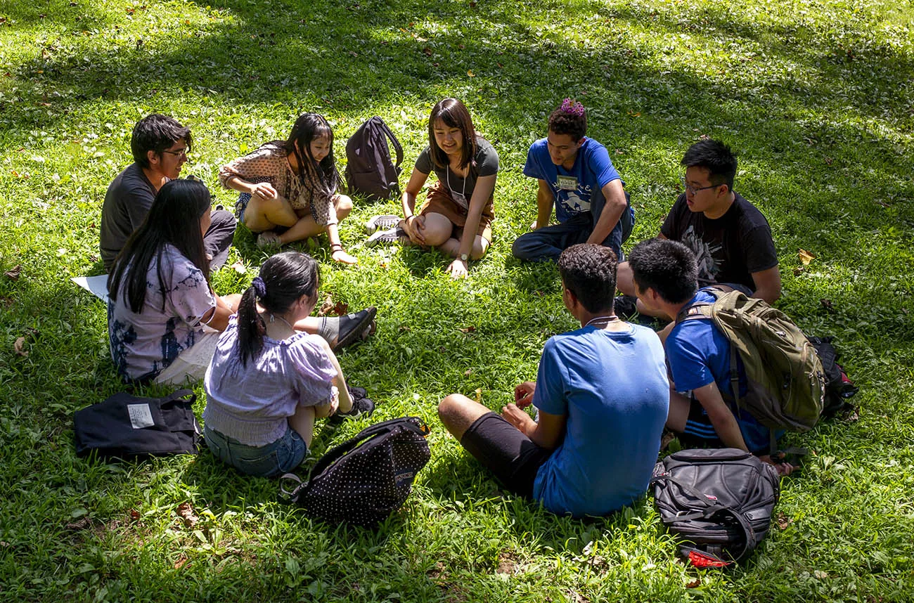 students talking