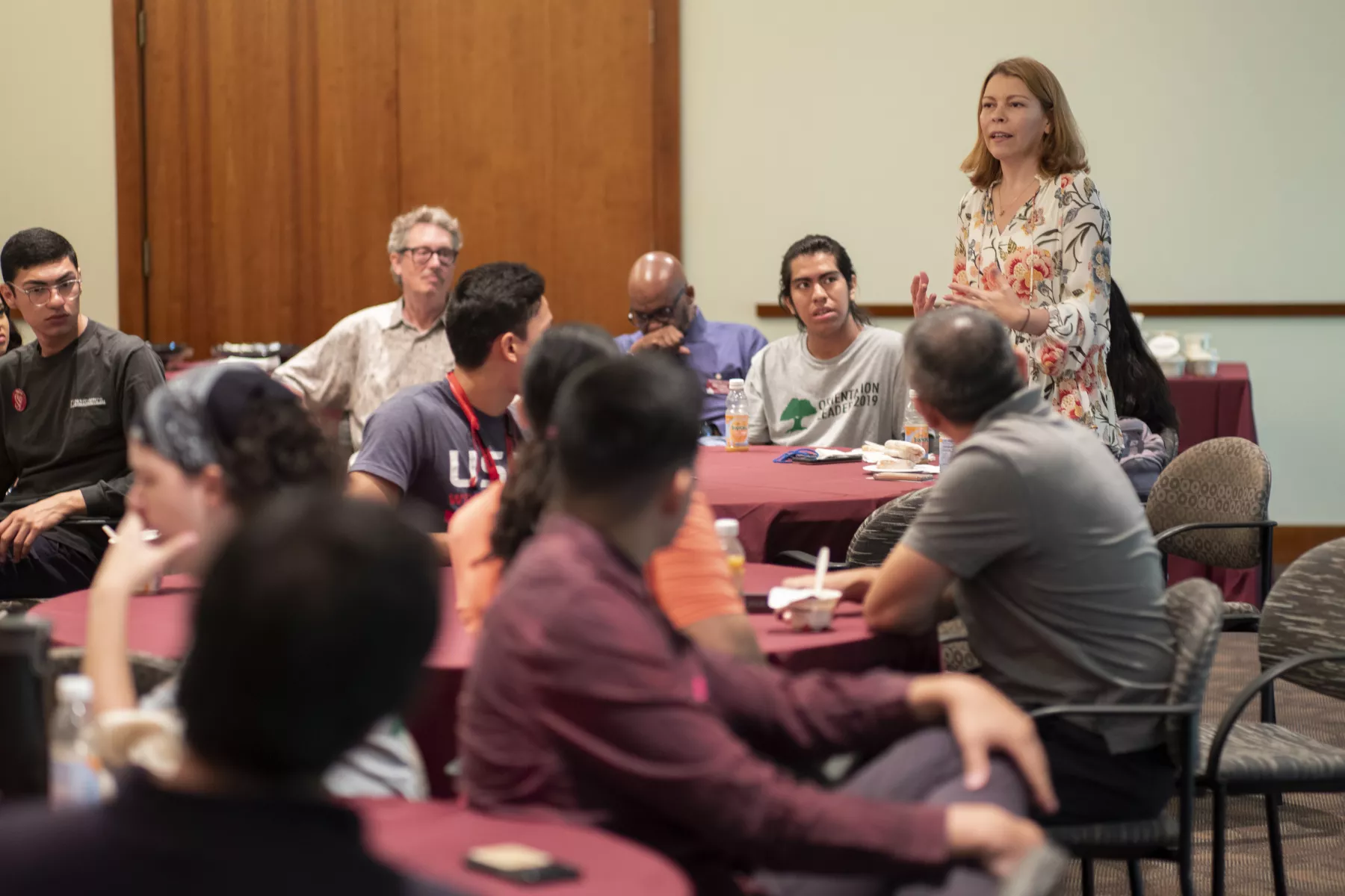 Image of students in a classroom listening to a faculty lecture