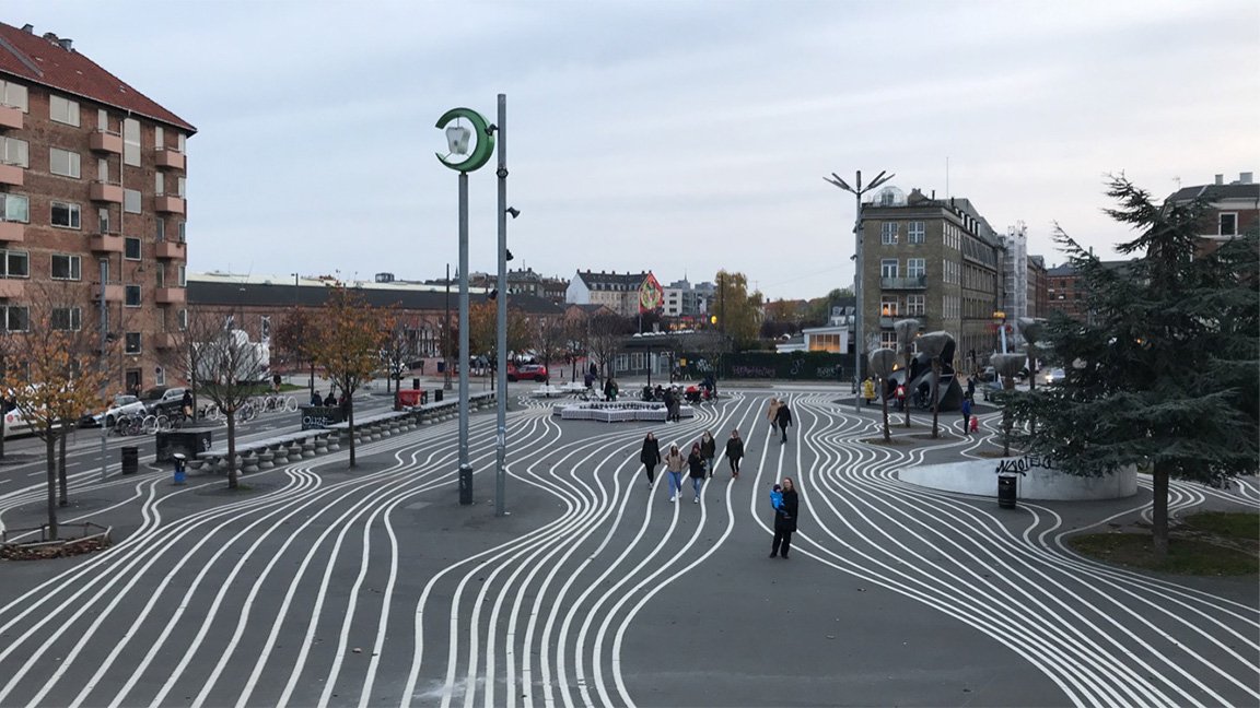 white lines on pavement in Copenhagen