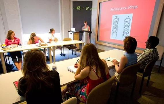 student in a classroom