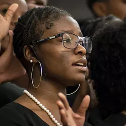 Member of Chester Children's Chorus performs