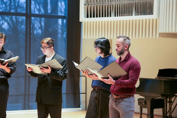 Members of Critical Mass performing at Lang Concert Hall