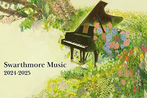 Cover of 2024-25 music program featuring a painting of piano among flowers