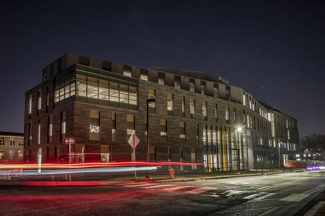 Singer Hall time lapse at night